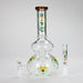 Haze | 9″ Heart Leaf Double Bubble Base Glass Bong with Color Lip – Amber (Mini-U) Glass Bong Canadian Distributor