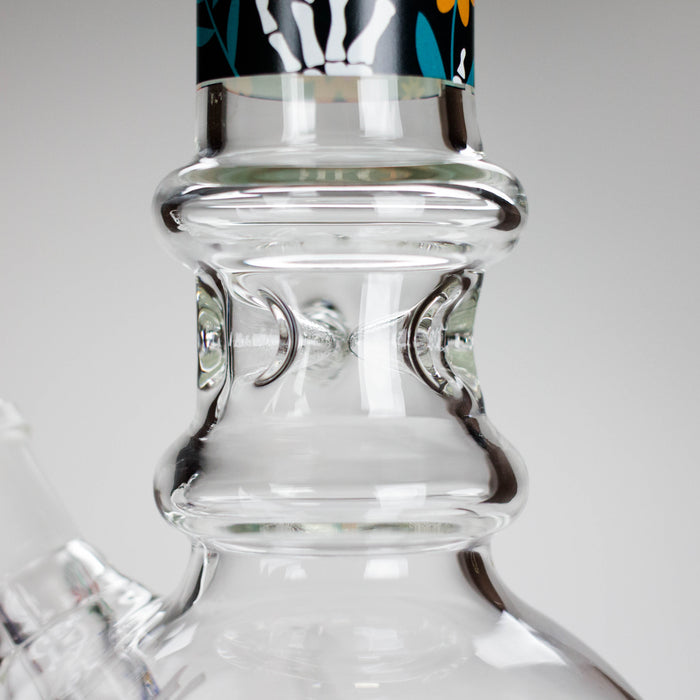 Haze | 9″ Skull Hand & Flower Bubble Base Glass Bong – Pink (Mini-V) Glass Bong Canadian Distributor