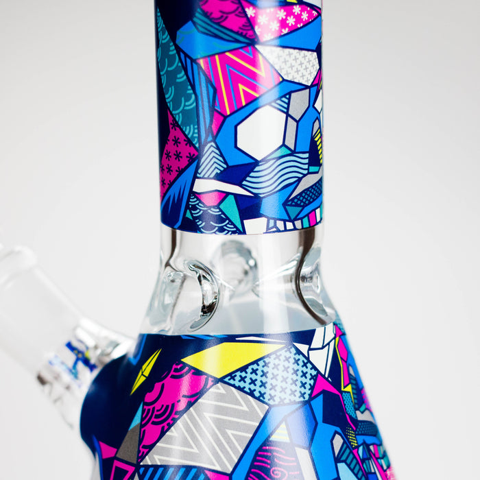 Haze | 8″ Geometric Figure Beaker Glass Bong with Color Lip – Green (Mini-X) Glass Bong Canadian Distributor