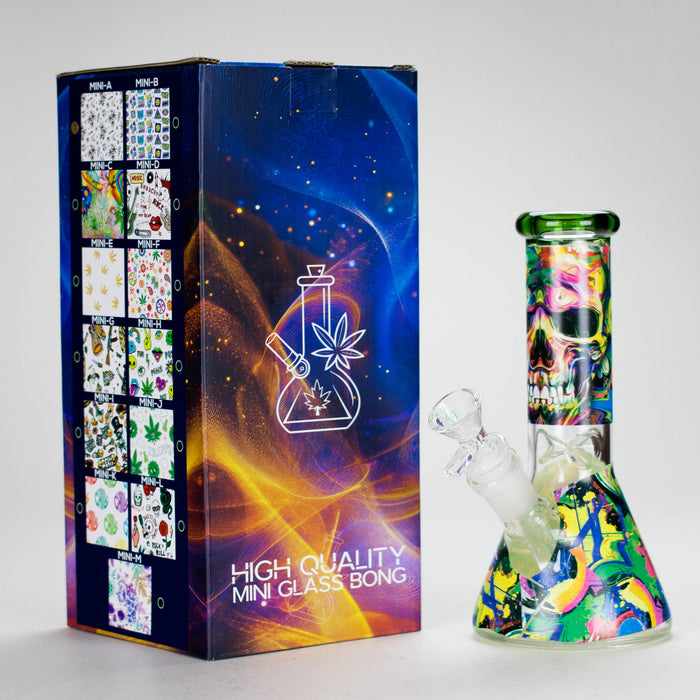 Haze | 8″ Skull Beaker Glass Bong with Color Lip – Green (Mini-Y) Glass Bong Canadian Distributor