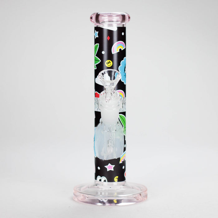 Haze | 9″ Face Emoji Straight Tube Glass Bong with Color End – Pink (Mini-Z) Glass Bong Canadian Distributor