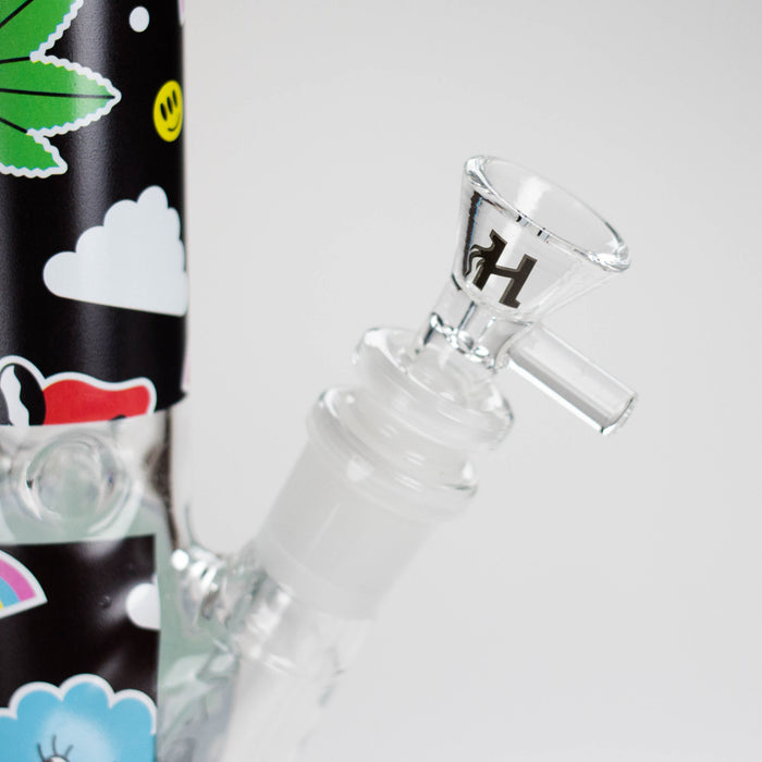 Haze | 9″ Face Emoji Straight Tube Glass Bong with Color End – Pink (Mini-Z) Glass Bong Canadian Distributor