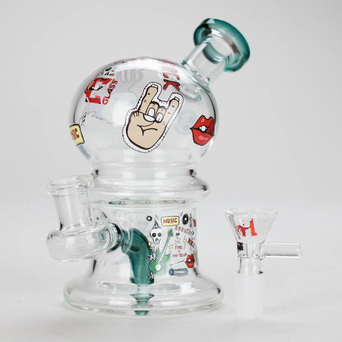 Haze | 6″ Rock Music Bubble Dome Glass Bong – Teal (Mini-D) Glass Bong Canadian Distributor