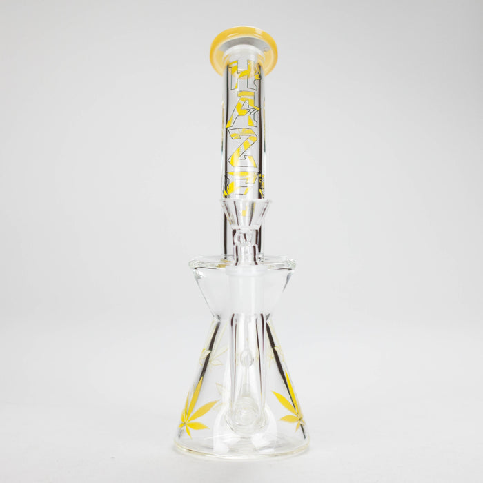 Haze | 8.5″ Weed Leaf Bent Neck Glass Bong – Jade Yellow (Mini-E) Glass Bong Canadian Distributor