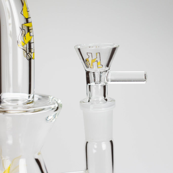 Haze | 8.5″ Weed Leaf Bent Neck Glass Bong – Jade Yellow (Mini-E) Glass Bong Canadian Distributor