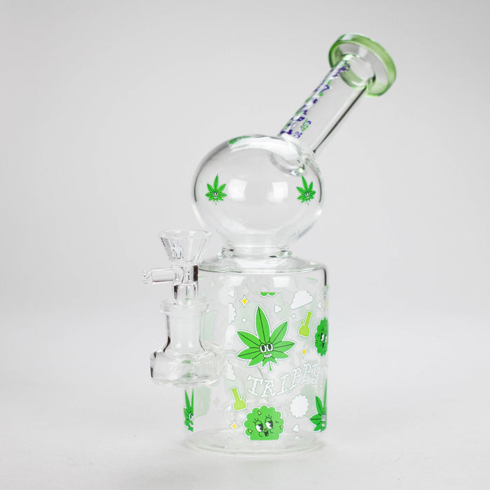 Haze | 8″ Trippy Bubble Dab Rig – Green (Mini-J) Glass Bong Canadian Distributor