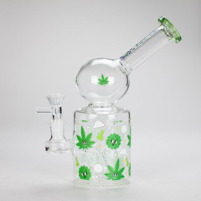 Haze | 8″ Trippy Bubble Dab Rig – Green (Mini-J) Glass Bong Canadian Distributor