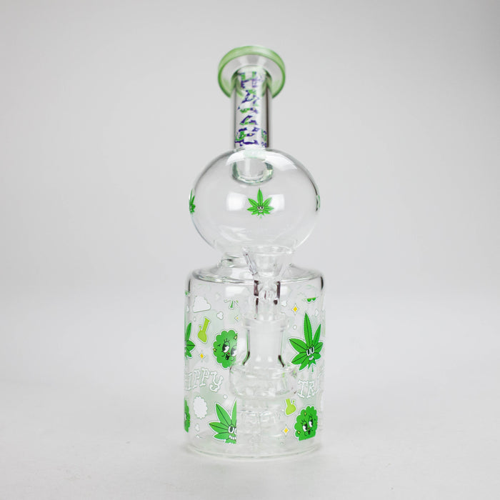 Haze | 8″ Trippy Bubble Dab Rig – Green (Mini-J) Glass Bong Canadian Distributor