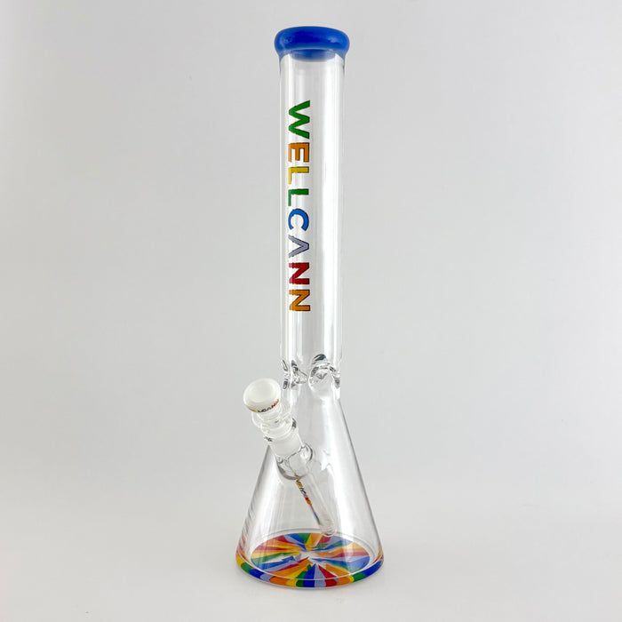 Wellcann | 17" Thickened Base Psychedelic Beaker Glass Bong Glass Bong Super Supplys Inc Milky Blue