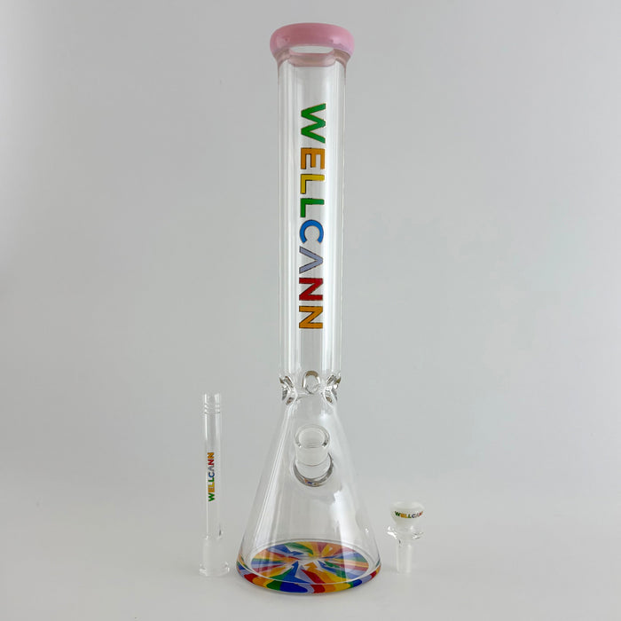 Wellcann | 17" Thickened Base Psychedelic Beaker Glass Bong Glass Bong Super Supplys Inc
