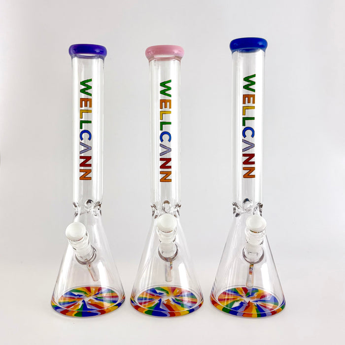 Wellcann | 17" Thickened Base Psychedelic Beaker Glass Bong Glass Bong Super Supplys Inc