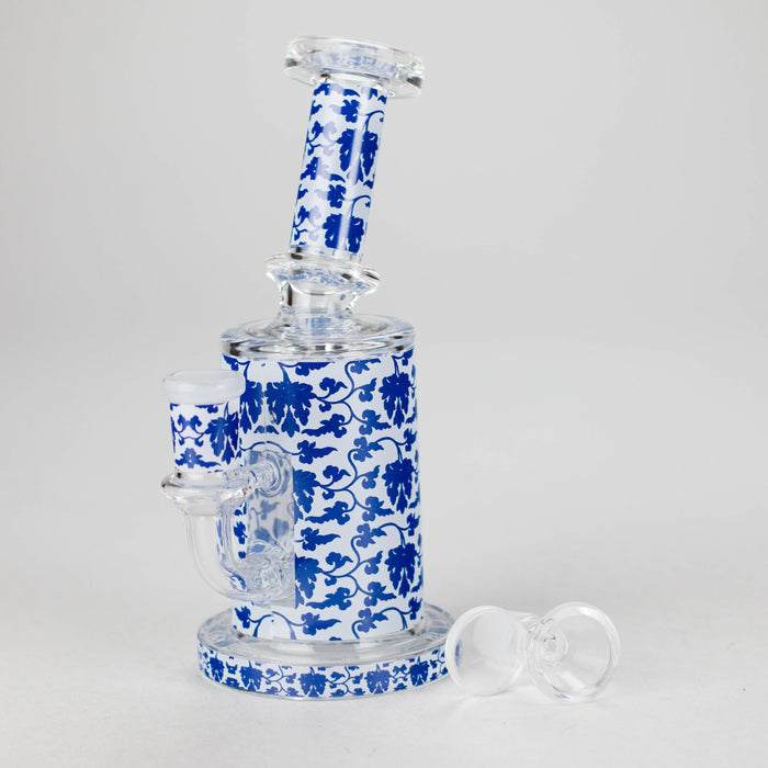 7" Cloisonné Design Glass Bong with Water Diffuser – 14mm Bowl Joint Glass Bong 777 Smoke
