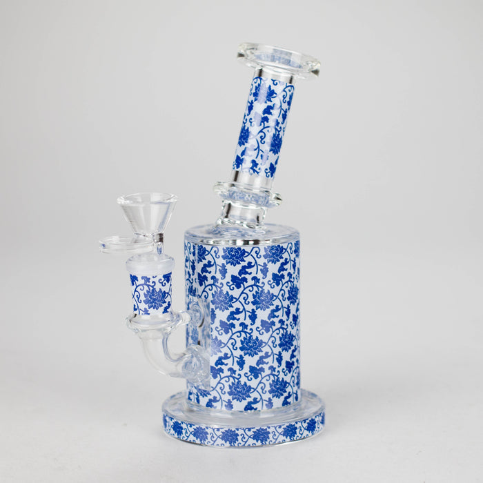 7" Cloisonné Design Glass Bong with Water Diffuser – 14mm Bowl Joint Glass Bong 777 Smoke Design3