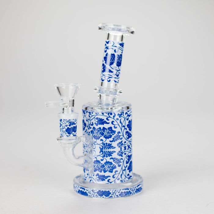7" Cloisonné Design Glass Bong with Water Diffuser – 14mm Bowl Joint Glass Bong 777 Smoke Design4