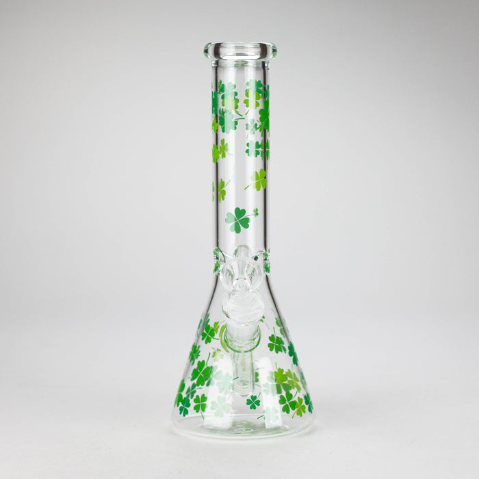 10" Lucky Clover Glass Beaker Bong – 14mm Bowl Joint Glass Bong 777 Smoke
