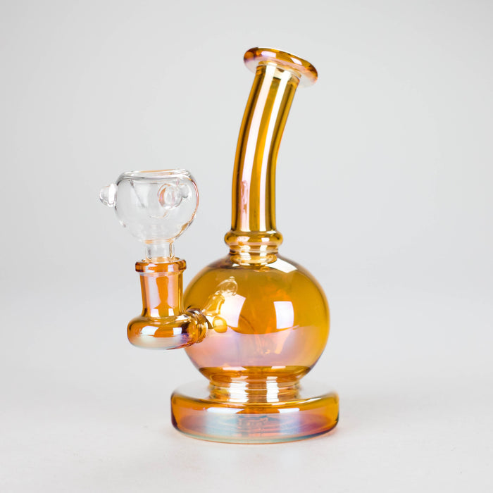 7" Solid Color Electroplate Glass Bong – 14mm Bowl Joint Glass Bong 777 Smoke Gold(orang)