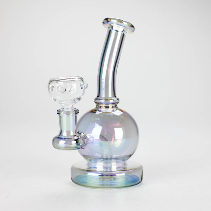 7" Solid Color Electroplate Glass Bong – 14mm Bowl Joint Glass Bong 777 Smoke Blue