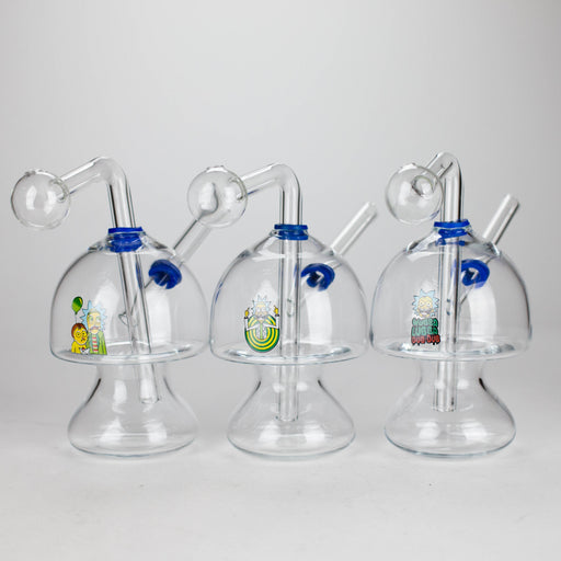 6" Mushroom Mix Sticker Glass Oil Burner Pipe – Unique Borosilicate Dome Design Glass Rig RMG WHOLESALE