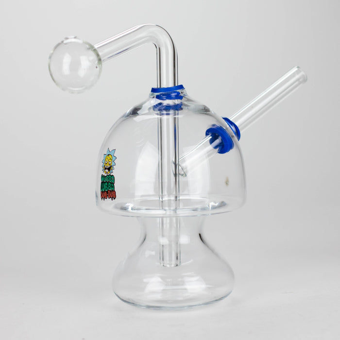 6" Mushroom Mix Sticker Glass Oil Burner Pipe – Unique Borosilicate Dome Design Glass Rig RMG WHOLESALE