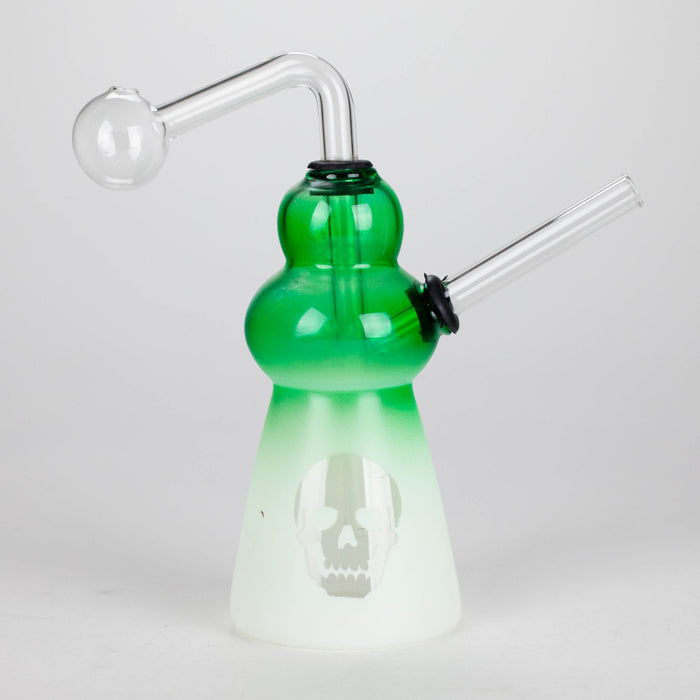 6" Flat Bottom Skull Glass Oil Burner – Compact Design with Assorted Colors Glass Rig RMG WHOLESALE