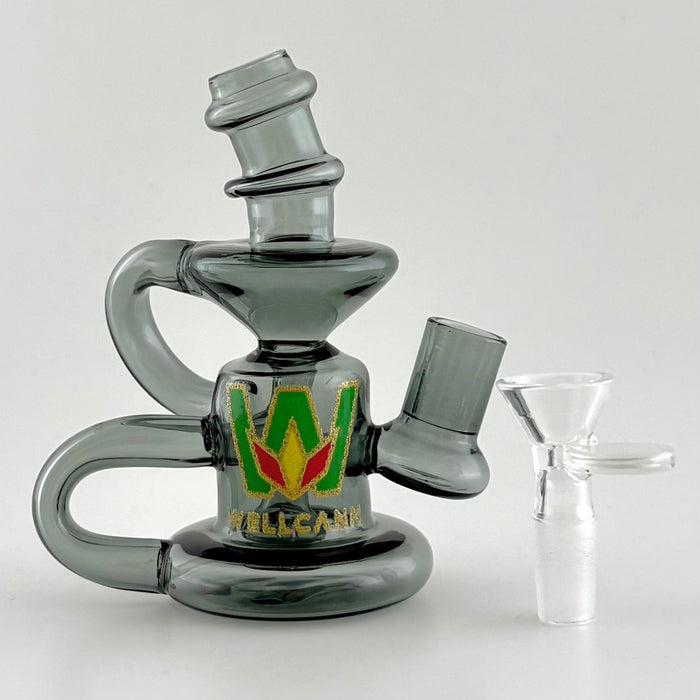 Wellcann | 5” Recycler Dab Rig – Circ Perc Glass Bong Super Supplys Inc T-Black