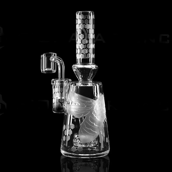 7" BEE HEX ETCHED CAPSULE RIG Glass Rig PINNACLE DISTRIBUTORS INC.