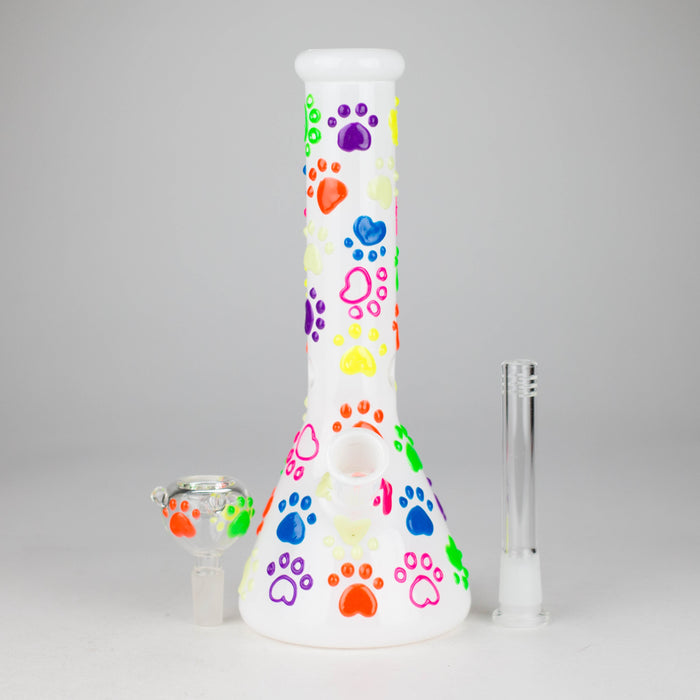 10" 3D Glass Bong With My Pet Design – Glow in the Dark Glass Bong 777 Smoke