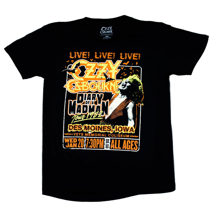 Ozzy Osbourne | “Live” Short Sleeve Unisex Black T-Shirt – Officially Licensed Rock Band Tee Short Sleeve Philcos