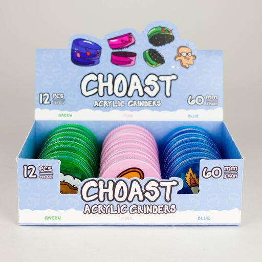 Choast | 12 Pack Acrylic Grinder Display - 3pc 60MM Display Pack Choast Rolls Inc.