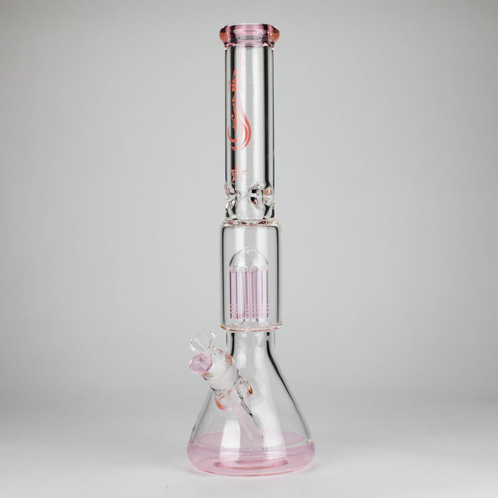 Genie | 17.5" 10-Arm 9mm Colored Bottom Glass Bong [GE4180] Glass Bong ONE Pink