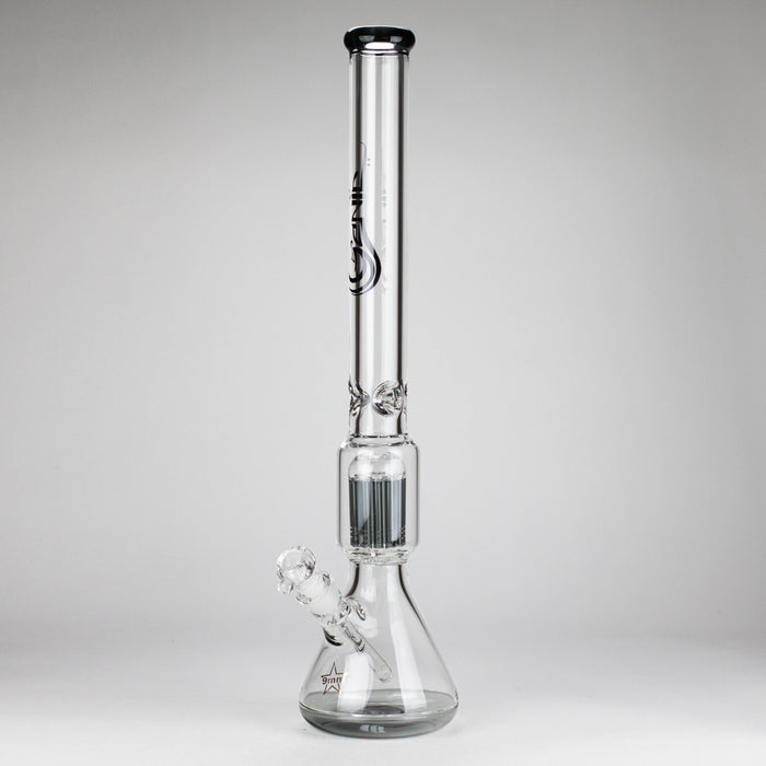 Genie | 24" 12-Arm 9mm Colored Bottom Glass Water Bong [F7-004-1] Glass Bong ONE Light Black (Gray)