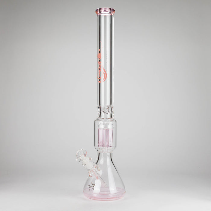 Genie | 24" 12-Arm 9mm Colored Bottom Glass Water Bong [F7-004-1] Glass Bong ONE Pink