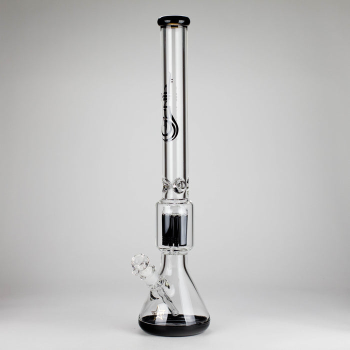 Genie | 24" 12-Arm 9mm Colored Bottom Glass Water Bong [F7-004-1] Glass Bong ONE Black