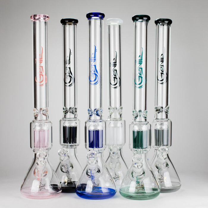 Genie | 24" 12-Arm 9mm Colored Bottom Glass Water Bong [F7-004-1] Glass Bong ONE