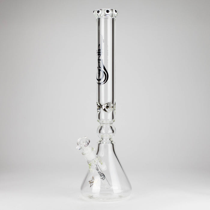 Genie | 19.5" 9mm Curved Shaft Glass Beaker Bong [F7-002-1] Glass Bong ONE Light Black (Gray)