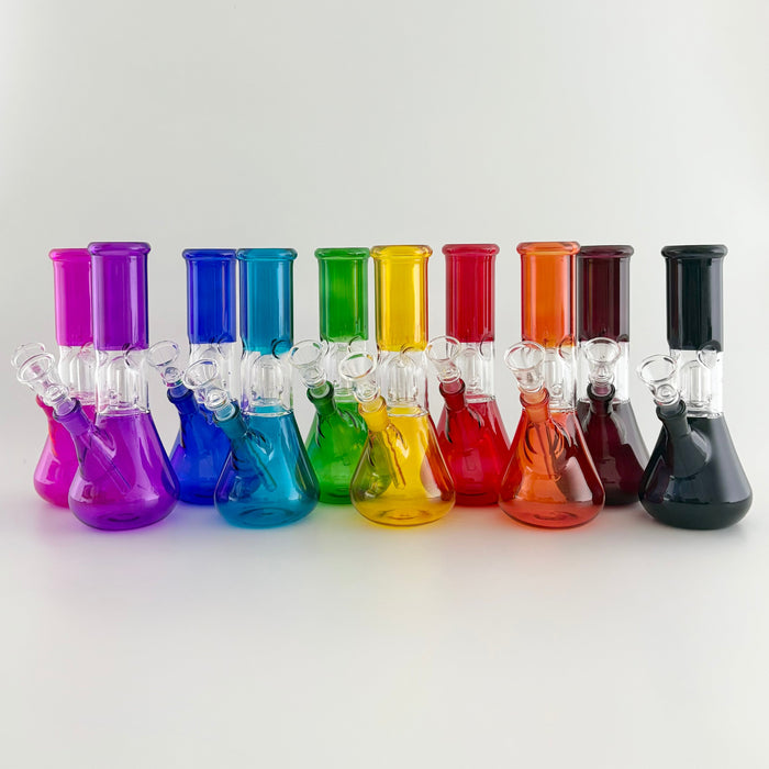 8" Perc Water Pipe - 10 Assorted Colours Glass Bong Super Supplys Inc