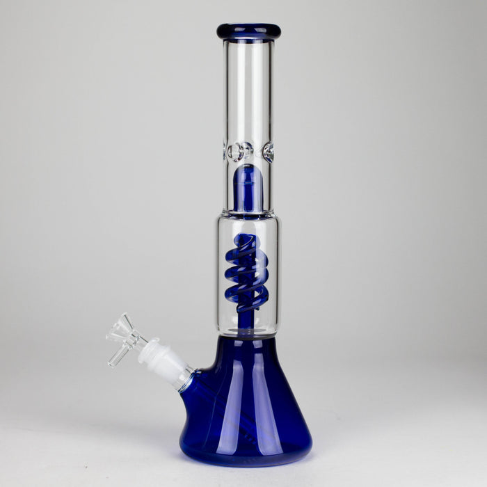 13" Color Accented Glass Water Bong with Coil Percolator & Splash Guard Glass Bong 777 Smoke