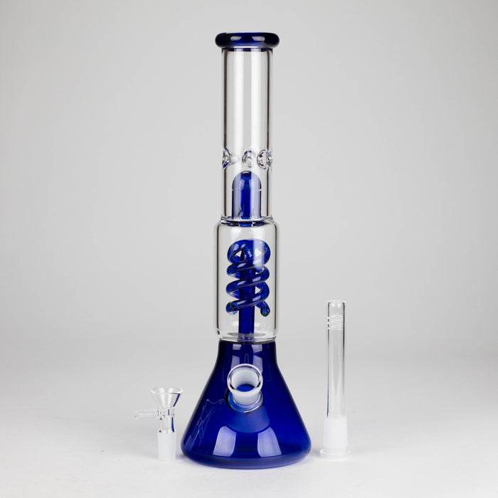 13" Color Accented Glass Water Bong with Coil Percolator & Splash Guard Glass Bong 777 Smoke