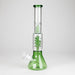 13" Color Accented Glass Water Bong with Coil Percolator & Splash Guard Glass Bong 777 Smoke Green