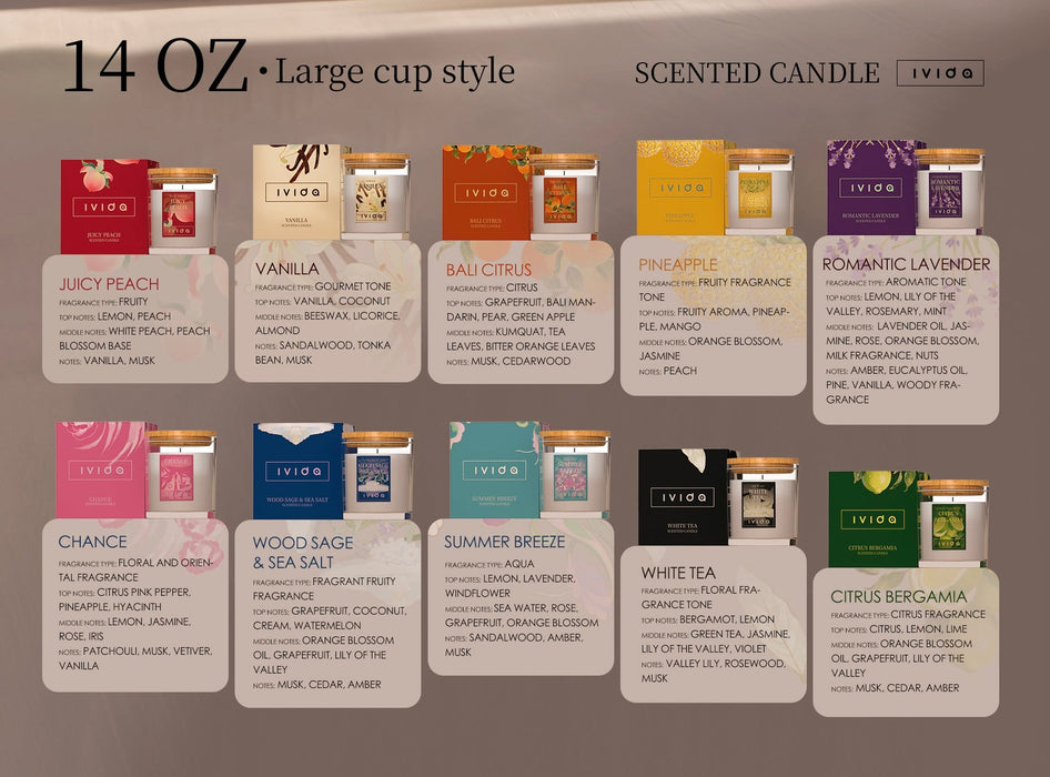 Ivida | 14oz Premium Candle Odor Eliminator Candle Super Supplys Inc