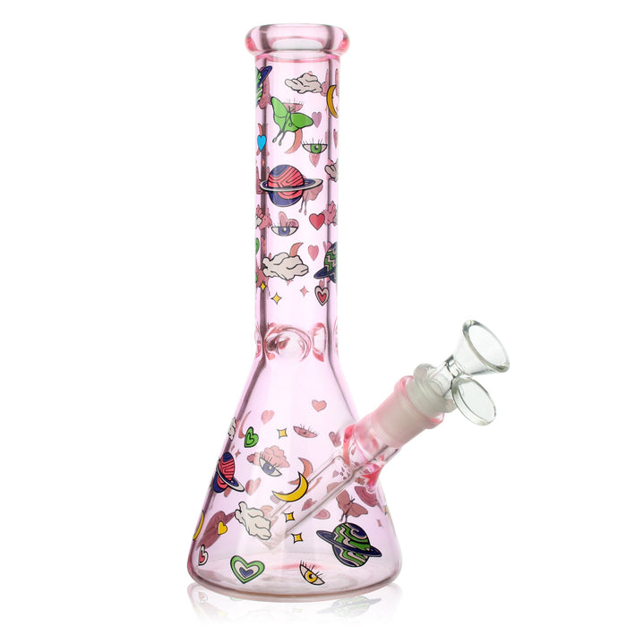 10" 5mm Milkyway Glass Beaker Bong - 4 Assorted Colours Glass Bong Super Supplys Inc Pink
