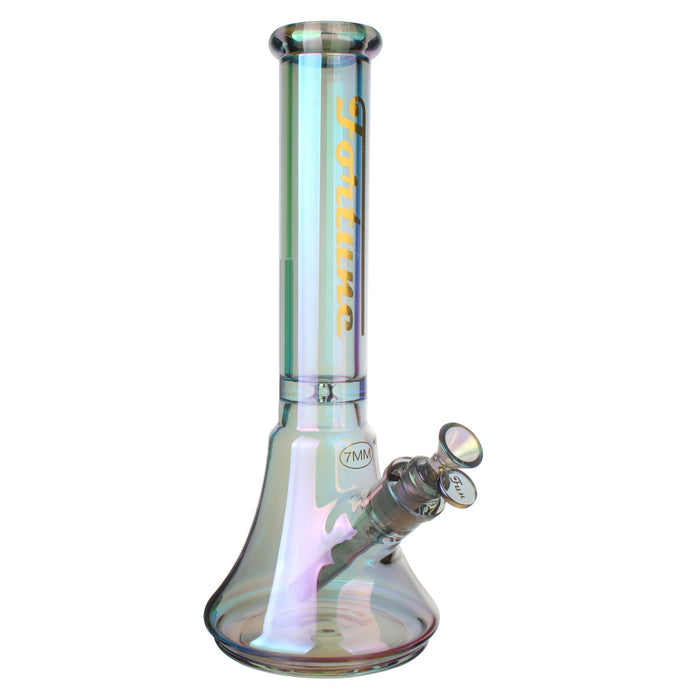 Fortune | Electroplated 14" 7mm New Beaker - 4 Assorted Colours Glass Bong Fortune Frosted Grey
