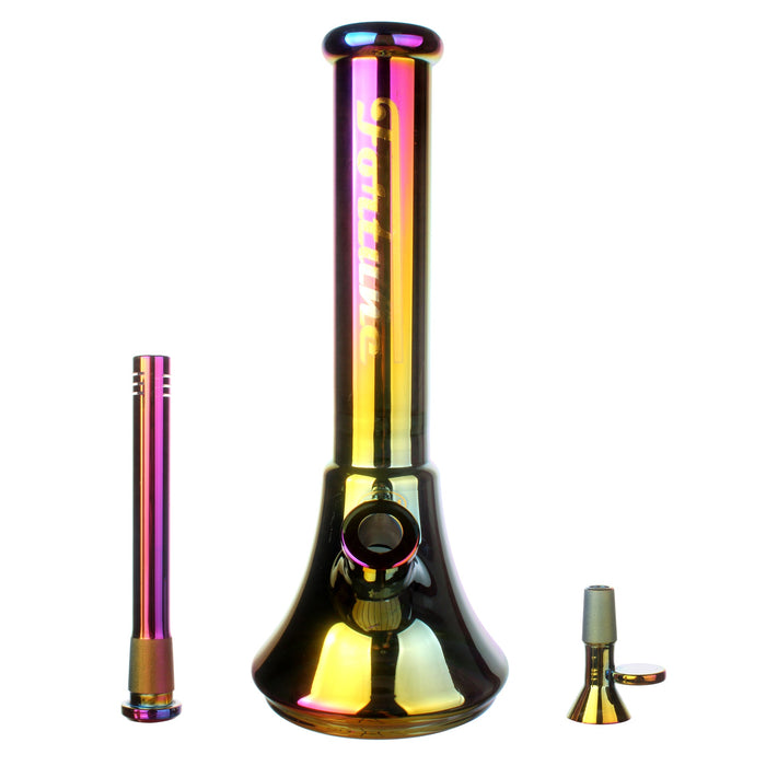Fortune | Electroplated 14" 7mm New Beaker - 4 Assorted Colours Glass Bong Fortune