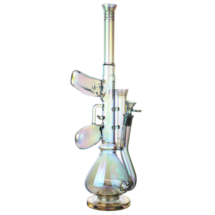 Fortune | 18" AK-47 Style Electroplated Glass Bong Glass Bong Fortune Frosted Grey