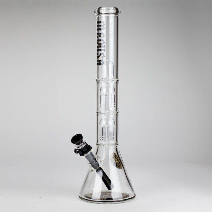 Medusa | 17" 7mm Double Tree Perc Glass Bong with Splash Guard Glass Bong Small Biz Distributors BLACK