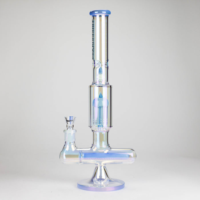 Trippy Glass | 17" 7mm Holographic Stemline Bong – Triple Diffused Perc with 18mm Bowl Glass Bong Small Biz Distributors BLUE