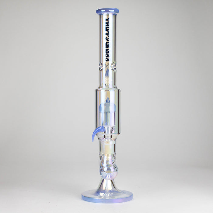 Trippy Glass | 17" 7mm Holographic Stemline Bong – Triple Diffused Perc with 18mm Bowl Glass Bong Small Biz Distributors