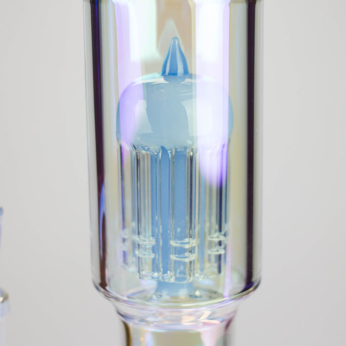 Trippy Glass | 17" 7mm Holographic Stemline Bong – Triple Diffused Perc with 18mm Bowl Glass Bong Small Biz Distributors