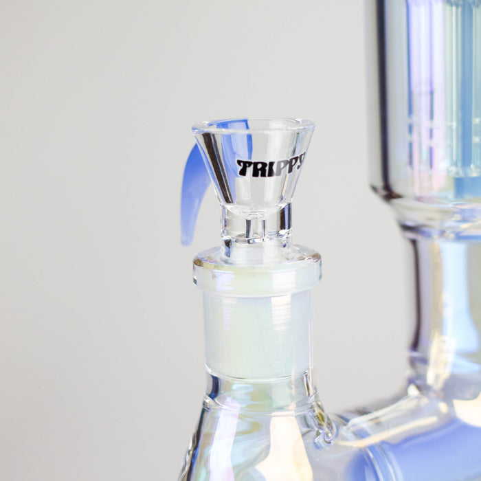 Trippy Glass | 17" 7mm Holographic Stemline Bong – Triple Diffused Perc with 18mm Bowl Glass Bong Small Biz Distributors