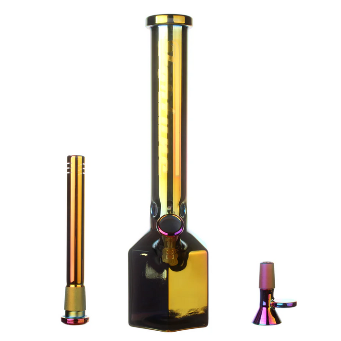 Fortune | 12" Hexagon Electroplated Barrel Base Glass Bong Glass Bong Fortune